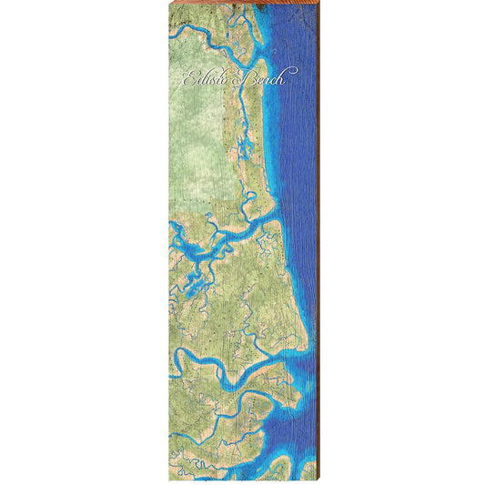 Edisto Beach Map Home Decor Art Print on Real Wood