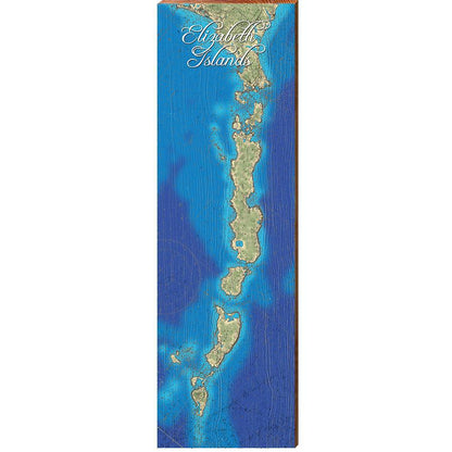 Elizabeth Islands, Massachusetts Map Wooden Sign | Wall Art Print on Real Wood