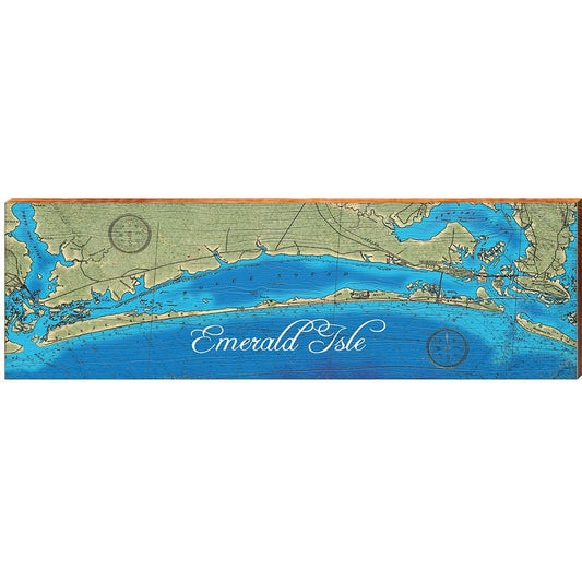 Emerald Isle Map Home Decor Art Print on Real Wood