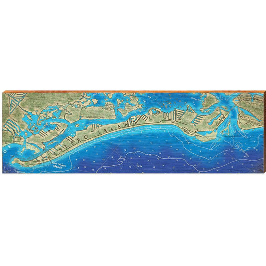 Estero Island, Florida Topographical Styled Map Wall Art | Wall Art Print on Real Wood