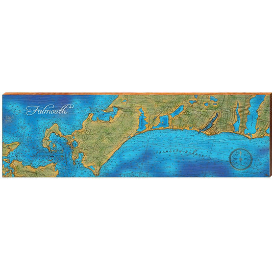 Falmouth, Massachusetts Map Wooden Sign | Wall Art Print on Real Wood