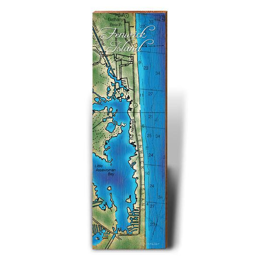 Fenwick Island, Delaware Topographical Styled Map Wall Art | Wall Art Print on Real Wood