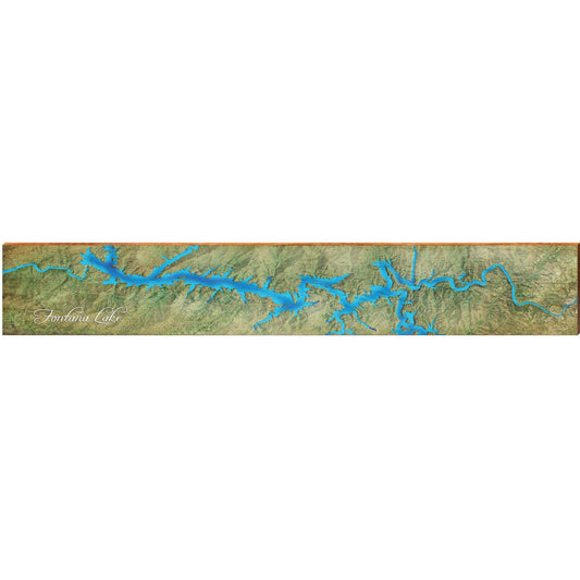 Fontana Lake Map Home Decor Art Print on Real Wood