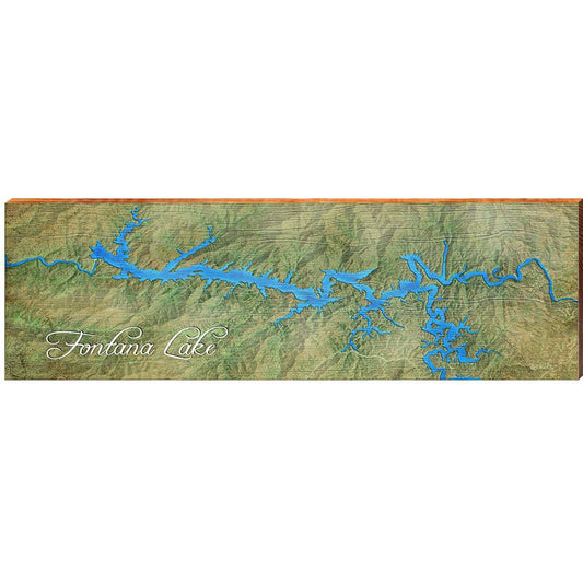 Fontana Lake Map Home Decor Art Print on Real Wood