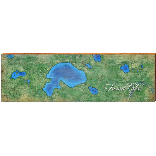 Found Lake Map Home Decor Art Print on Real Wood