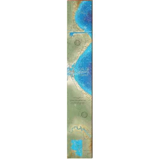 Galveston Bay Map Home Decor Art Print on Real Wood
