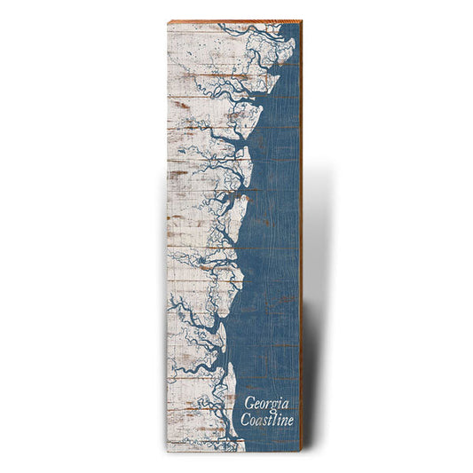 Georgia Coastline Map Wooden Sign | Wall Art Print on Real Wood