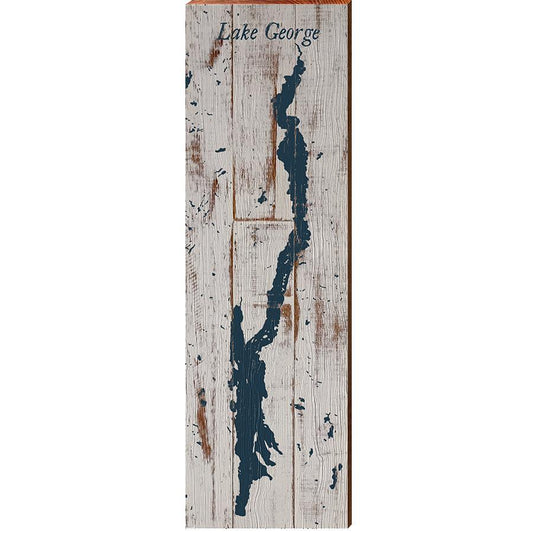 Lake George Shabby Map Home Decor Art Print on Real Wood