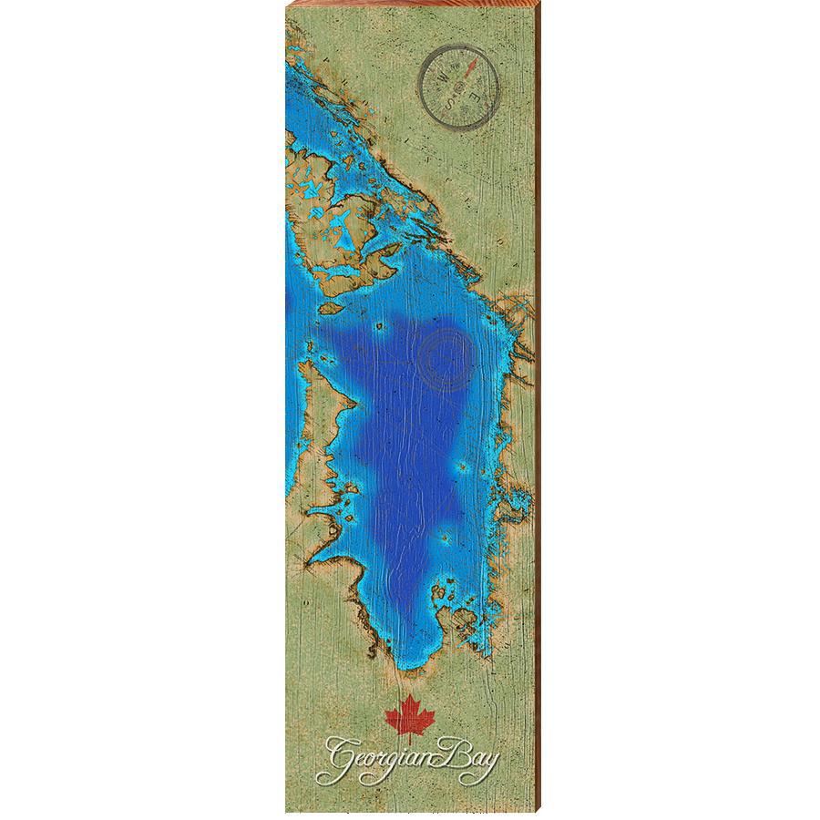 Georgian Bay, Canada Satellite Map Wall Art | Wall Art Print on Real Wood