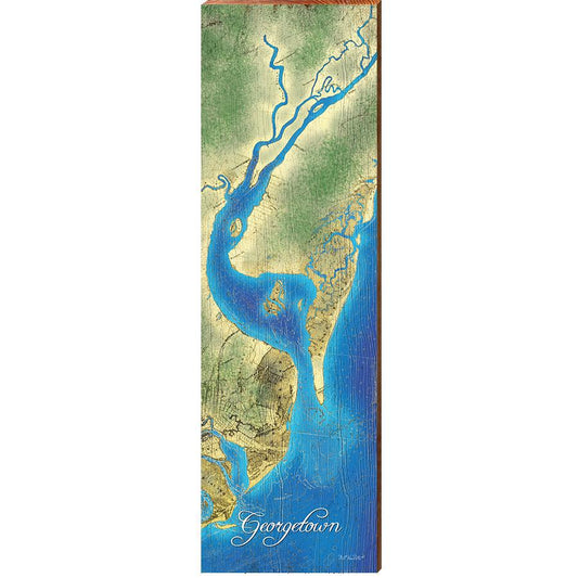Georgetown, SC Map Home Decor Art Print on Real Wood