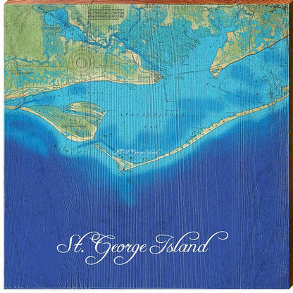 St. George Island, Florida Map Wooden Sign | Wall Art Print of Real Wood