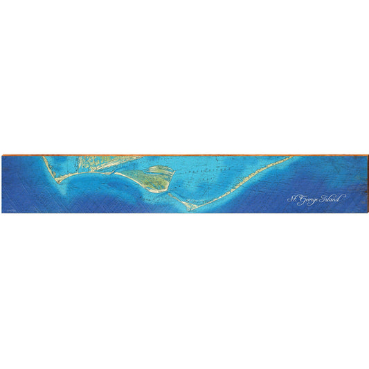 St. George Island, Florida Map | Wall Art Print on Real Wood