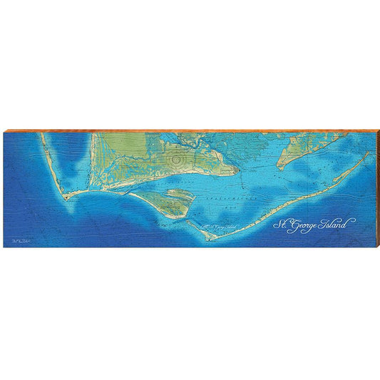 St. George Island, Florida Map Wooden Sign | Wall Art Print on Real Wood