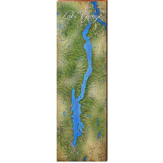 Lake George Map Home Decor Art Print on Real Wood