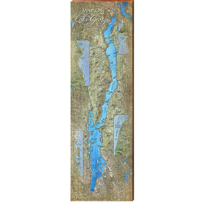 Map of Lake George Home Decor Art Print on Real Wood