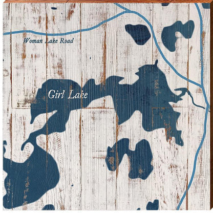 Girl Lake, Minnesota Map | Wall Art Print on Real Wood