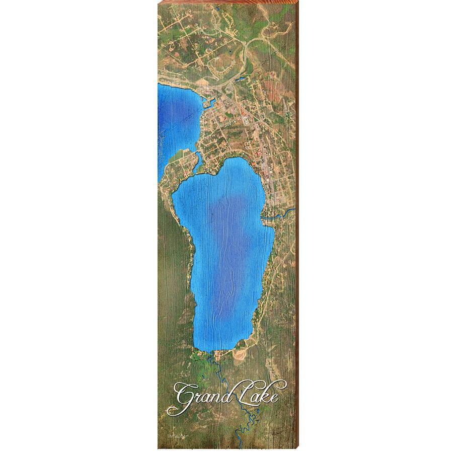 Grand Lake, Colorado Satellite Styled Map Wall Art | Wall Art Print on Real Wood