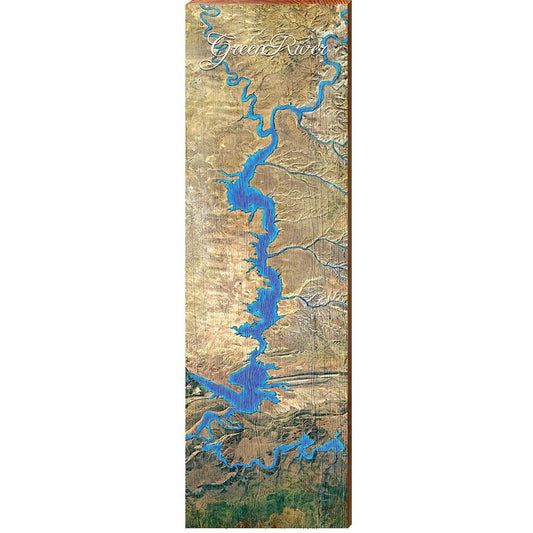 Green river Map Home Decor Art Print on Real Wood