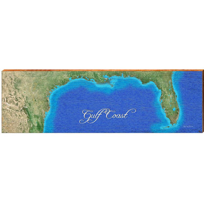 Gulf Coast Map Home Decor Art Print on Real Wood