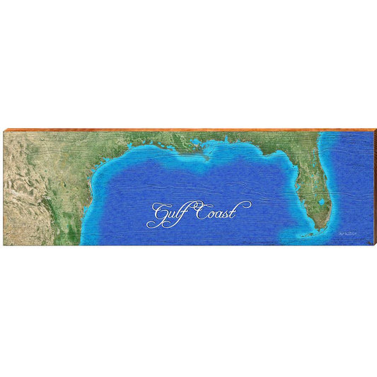 Gulf Coast Map Home Decor Art Print on Real Wood