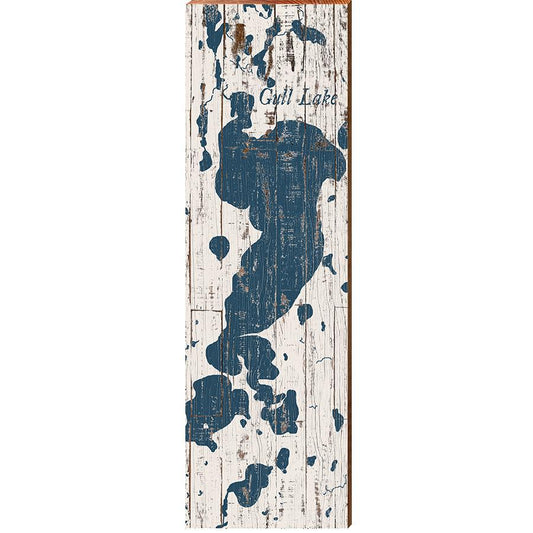 Gull Lake Shabby Map Home Decor Art Print on Real Wood