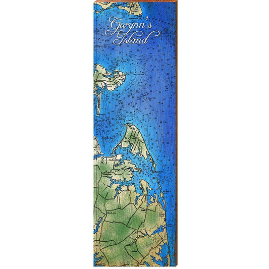 Gwynn's Island Map Home Decor Art Print on Real Wood