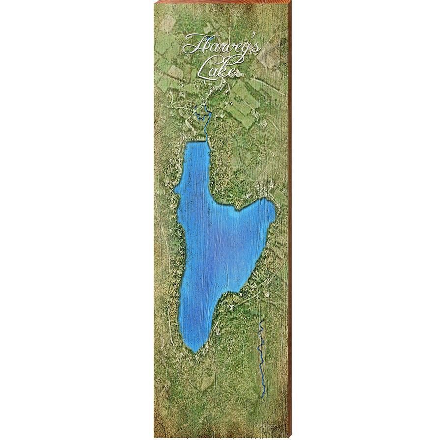 Harvey's Lake Map Home Decor Art Print on Real Wood