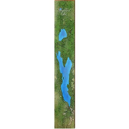 Highland Lake, Maine Satellite Styled Map Large Wall Art | Wall Art Print on Real Wood