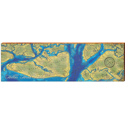 Hilton Head Island Map Home Decor Art Print on Real Wood