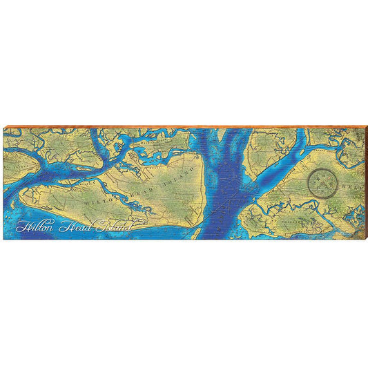 Hilton Head Island Map Home Decor Art Print on Real Wood