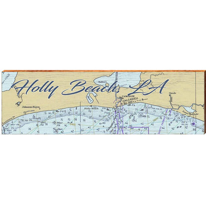 Holly Beach Louisiana Map Home Decor Art Print on Real Wood