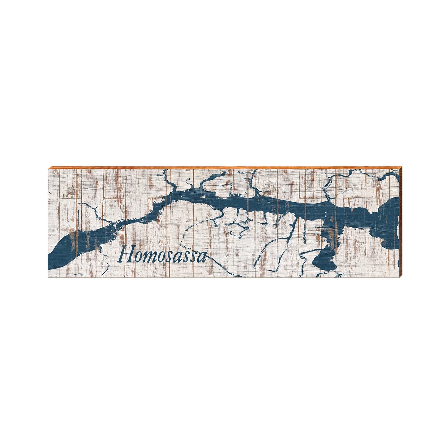 Homosassa, Florida Navy & White Shabby Styled Map Wooden Sign | Wall Art Print on Real Wood