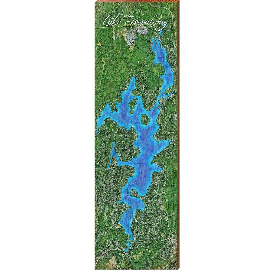Lake Hopatcong Map Home Decor Art Print on Real Wood