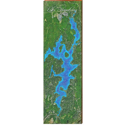 Lake Hopatcong Map Home Decor Art Print on Real Wood