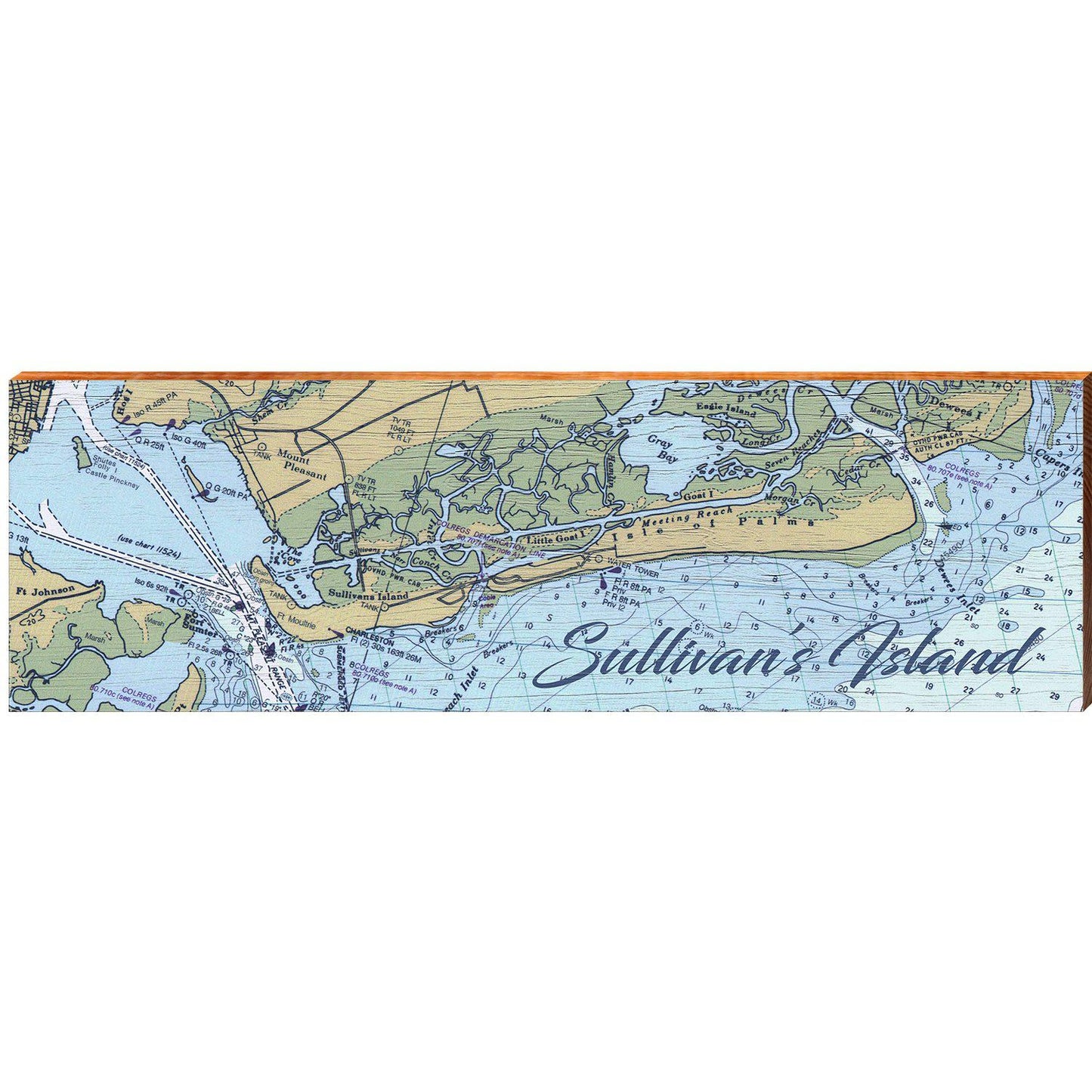 Sullivan's Island NOAA Chart | Wall Art Print on Real Wood