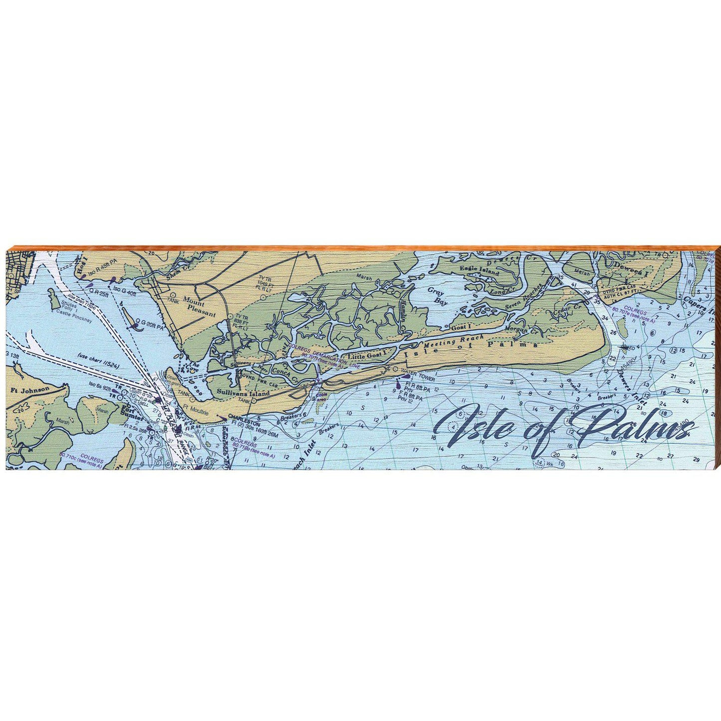 Isle of Palms NOAA Chart | Wall Art Print on Real Wood