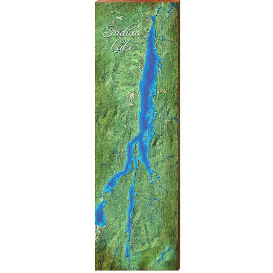 Indian Lake, New York Satellite Map Wall Art | Wall Art Print on Real Wood