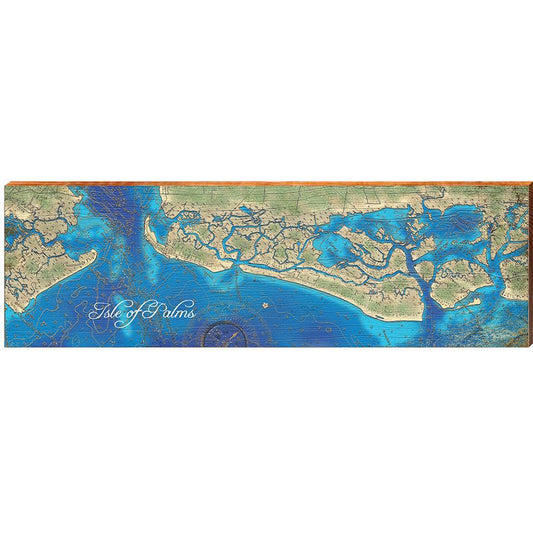 Isle Of Palms Map Home Decor Art Print on Real Wood