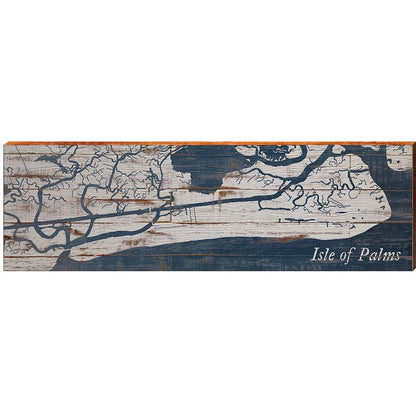 Isle Of Palms Shabby Map Home Decor Art Print on Real Wood