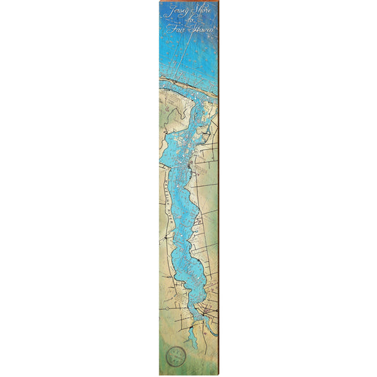 Jersey Shore to Fair Haven Map Home Decor Art Print on Real Wood