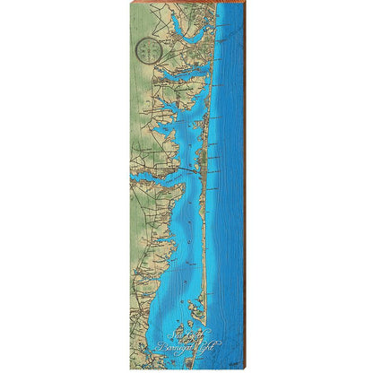 Sea Girt to Barnegat Light Map Home Decor Art Print on Real Wood