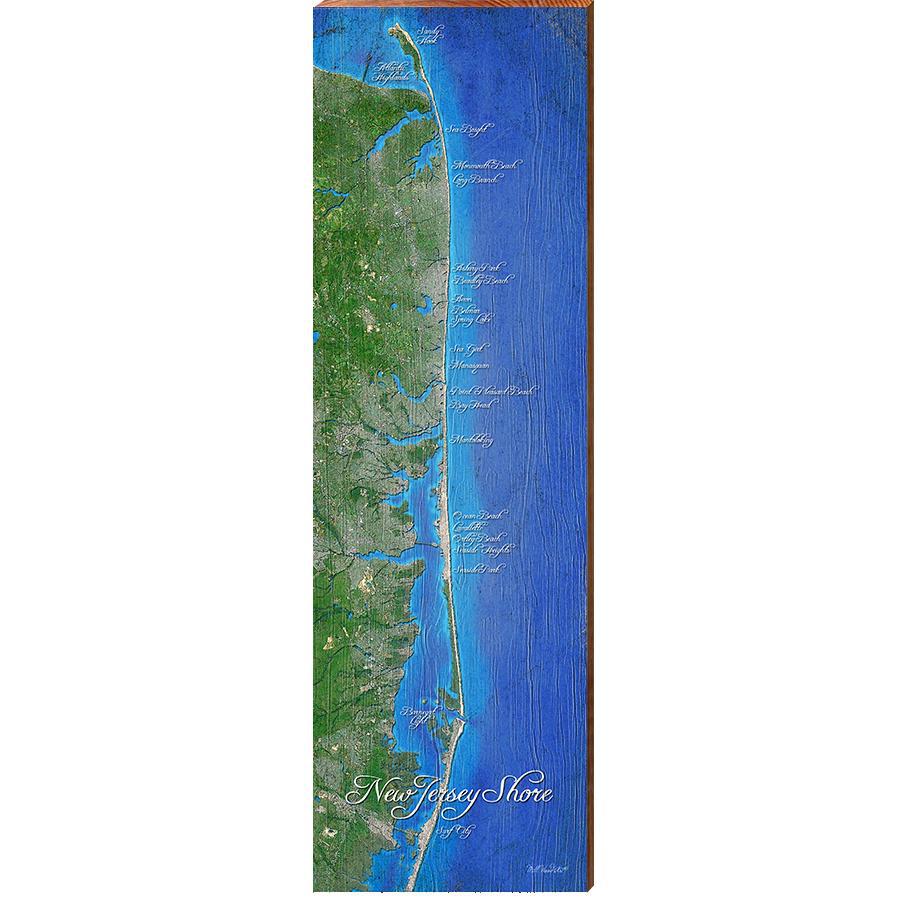 New Jersey Shore Map Home Decor Art Print on Real Wood