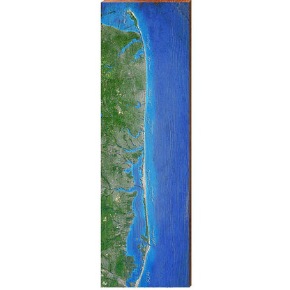 New Jersey Shore Horizontal Map Home Decor Art Print on Real Wood