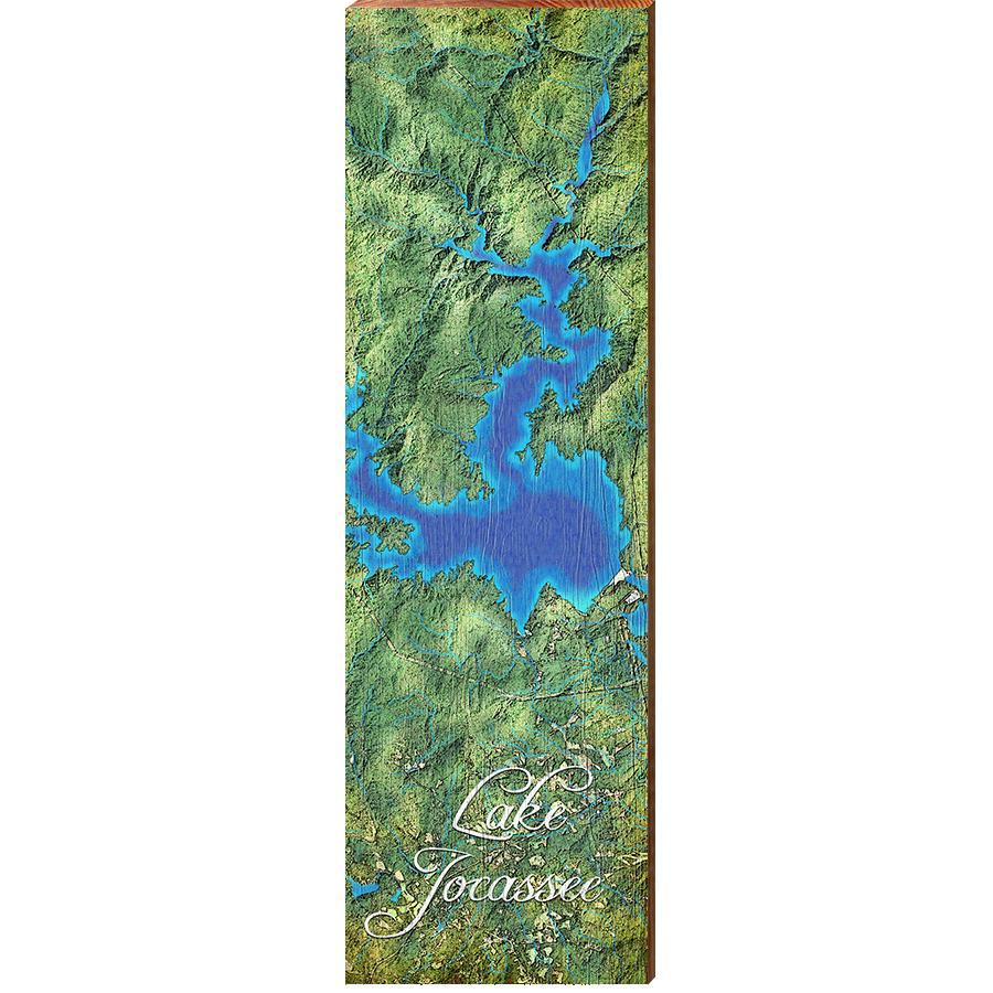 Lake Jocassee Map Home Decor Art Print on Real Wood