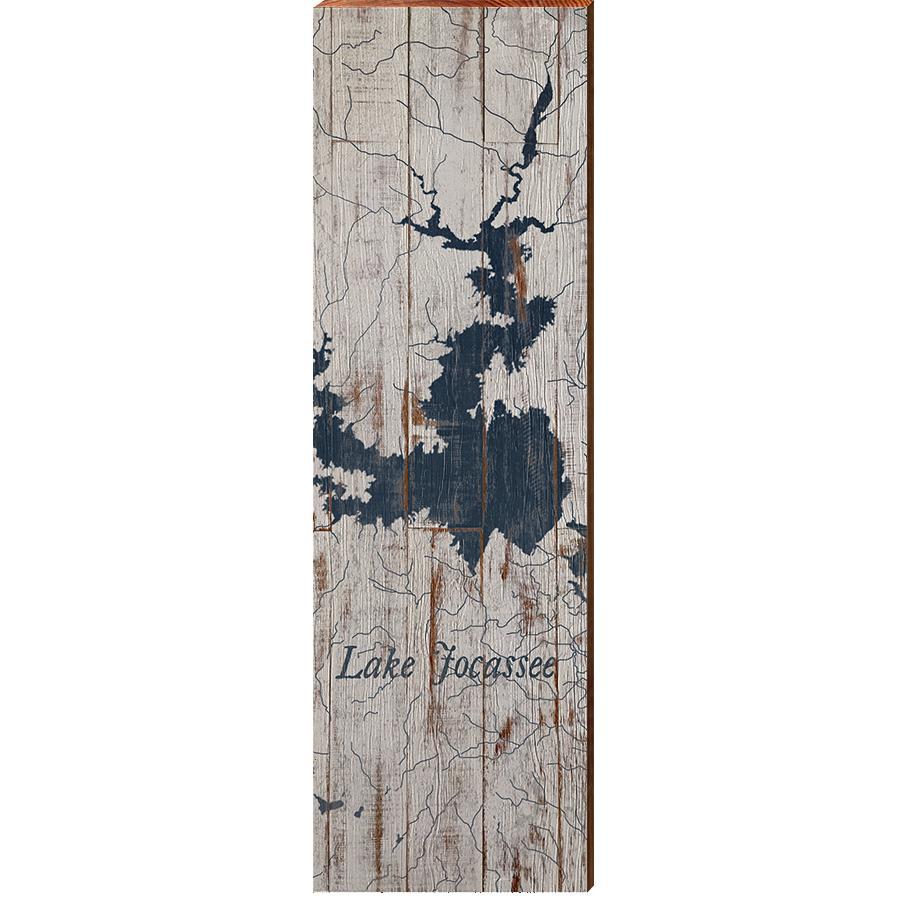 Lake Jocassee Shabby Map Home Decor Art Print on Real Wood