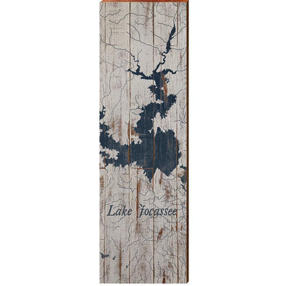 Lake Jocassee Shabby Map Home Decor Art Print on Real Wood