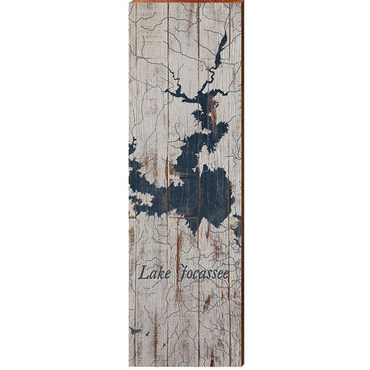 Lake Jocassee Shabby Map Home Decor Art Print on Real Wood