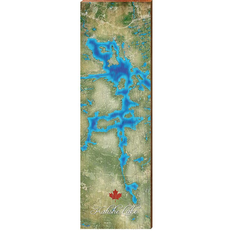 Kahshe Lake, Canada Satellite Map Wall Art | Wall Art Print on Real Wood