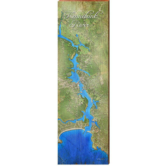 Kennebunk River, Maine Map Wooden Sign | Wall Art Print on Real Wood