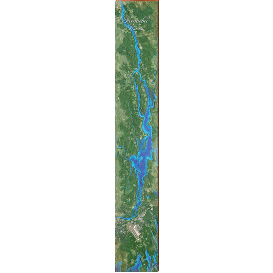 Kennebec River Map Home Decor Art Print on Real Wood